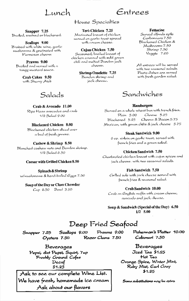 lunch menu